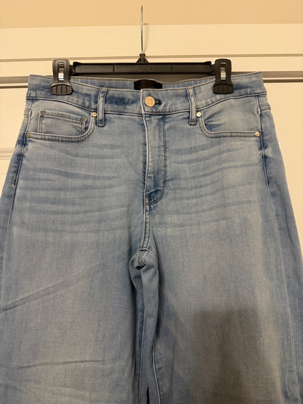 White House Black Market Light Blue Wide Crop Jeans with Cuffed Hem - Picture 6 of 9